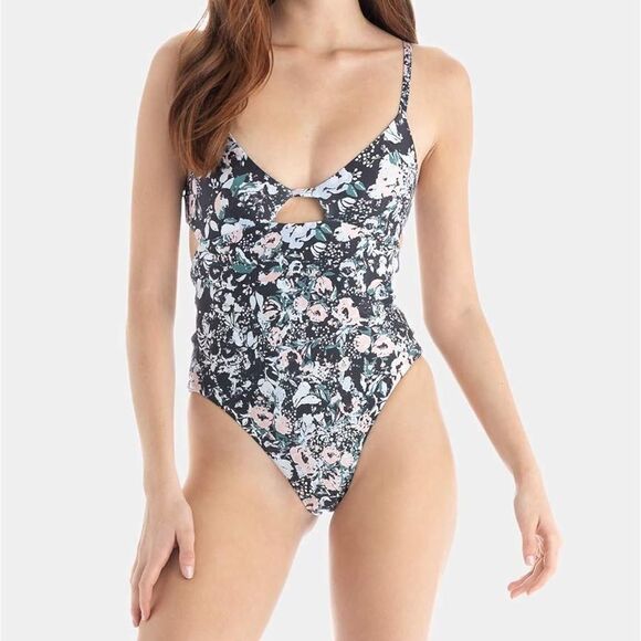 Tavik Swimwear Black Floral Adrian Moderate Coverage One Piece Swimsuit - Picture 1 of 12